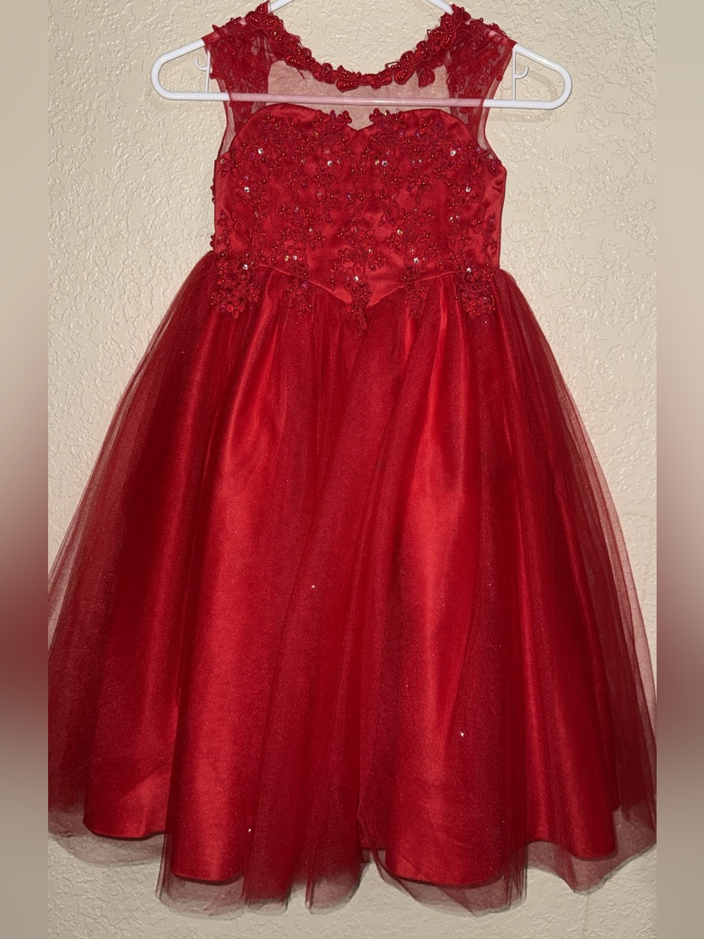 Red Sparkle Tulle Girls' Party Dress